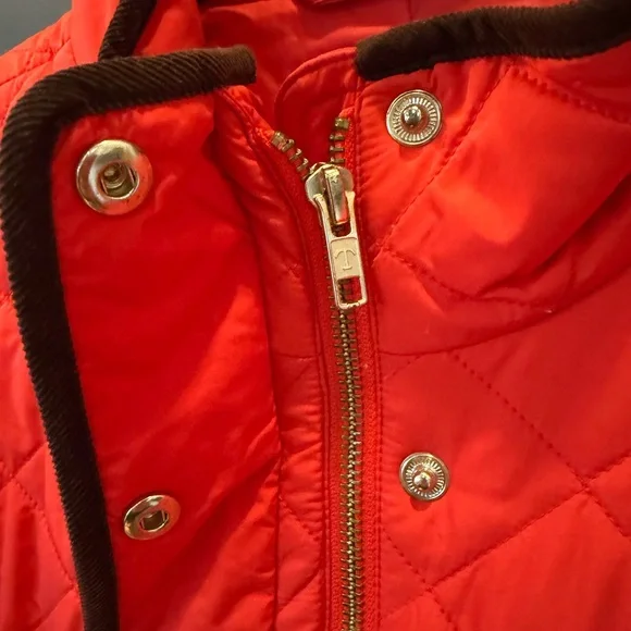 Talbots Quilted Barn Jacket Bright Red Orange - Women’s XL Cabincore Chic Cozy - Picture 3 of 12